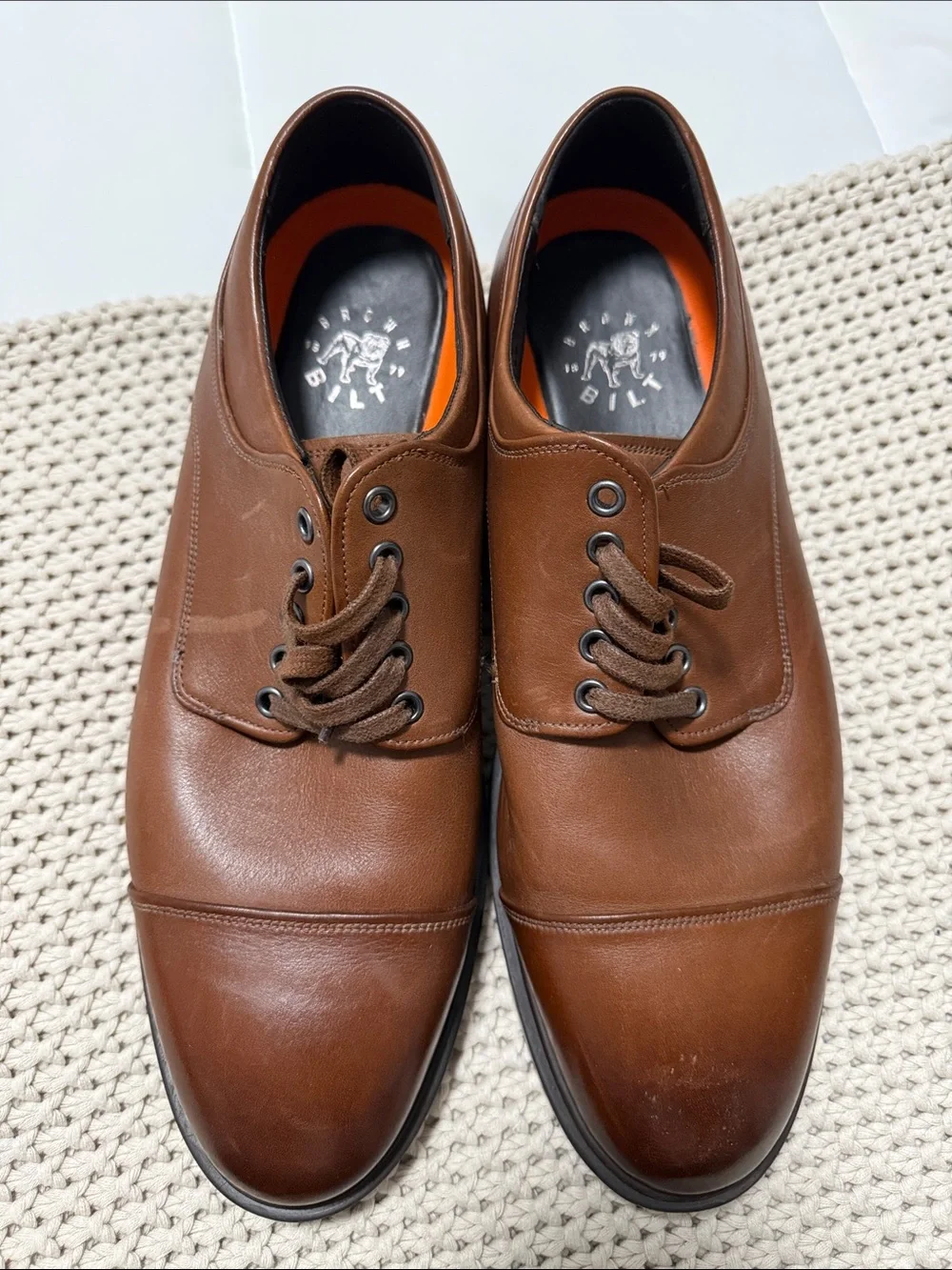 Brown Leather Lace-Up Dress Shoes